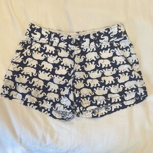 Lilly Pulitzer Blue and White Shorts with Elephant Print